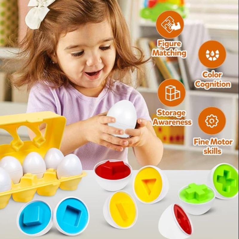 Egg Sensory Toy, Colors and Shapes Sorter Puzzle, 1 Set Early Education Toys for Color & Shape Learning Recognizing & Matching, Sensory Preschool Cognition Toys