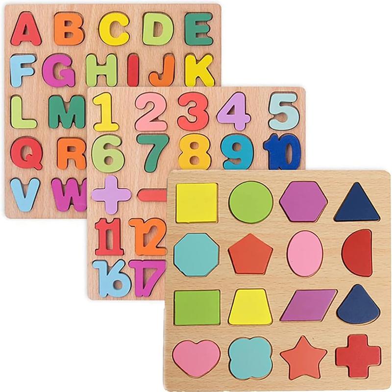 Wooden puzzles for kids, set of 2, alphabet shape puzzles for kids, wooden kids puzzles, wooden alphabet number shape puzzles for boys and girls