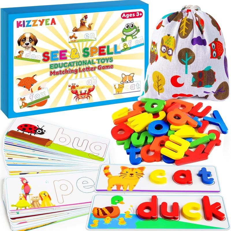 Learning Educational Toys and Gift for 3 4 5 6 Years Old Boys & Girls - See & Spell Matching Letter Game for Preschool Kids Learning Resources