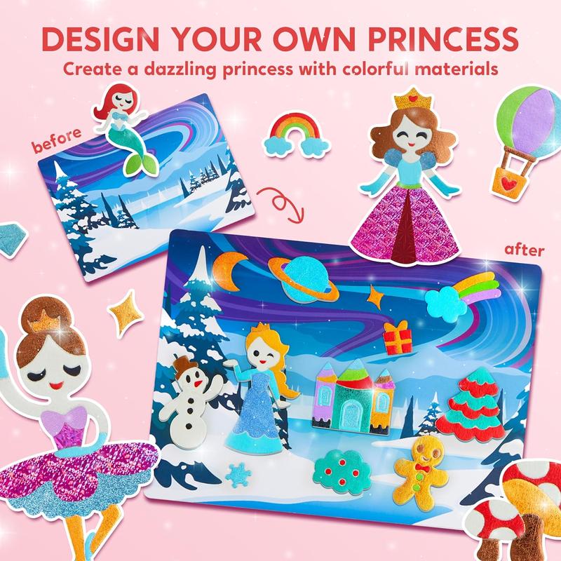  Kits Foil Art Kit for Kids - Crafts, Arts & Crafts Supplies, Mess Free Coloring, Foil Foam Stickers, Creative Travel Toys, Birthday Gifts for Boys & Girls