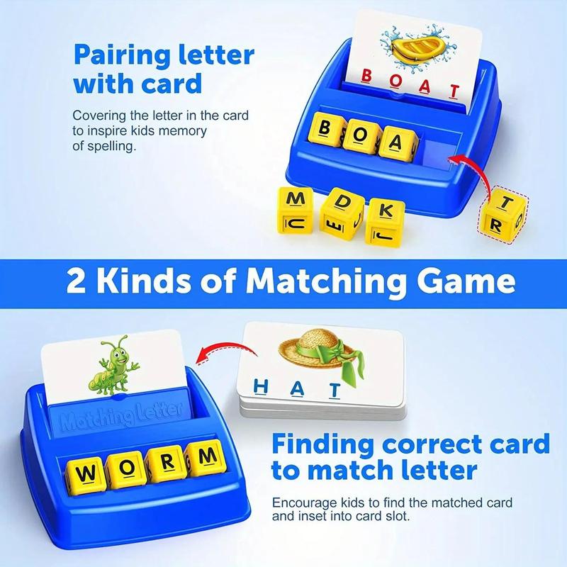 Word Recognition Letter Matching & Learning Game Cards, 1 Set Educational Toy for Kids, See & Spell Learning Toy, Children's Birthday Gift