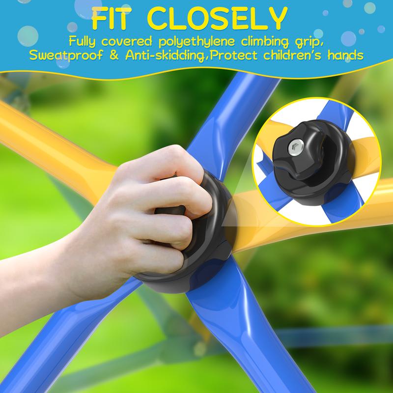 Bearbro 6FT 10FT Dome Climber, Children's jungle gym for Kids 3-5 Year Outdoor Play Center, Supporting 600 lbs Rugged and Interesting Climbing Dome, Yellow and Blue