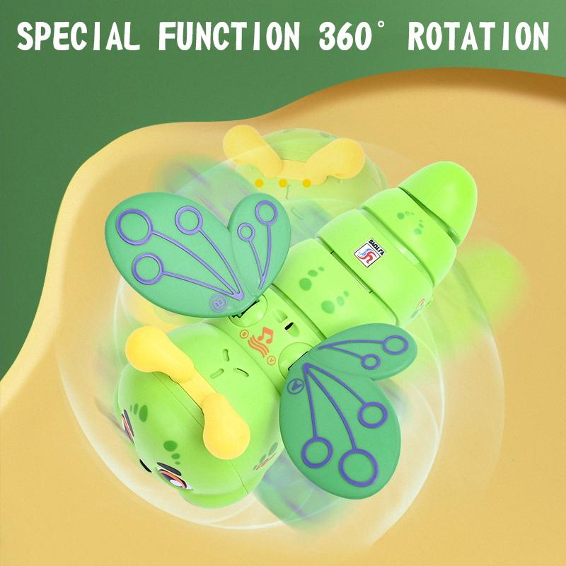 Stunt Caterpillar Toys With Music and Light 360 Degree Rotating Caterpillar crawling  toys