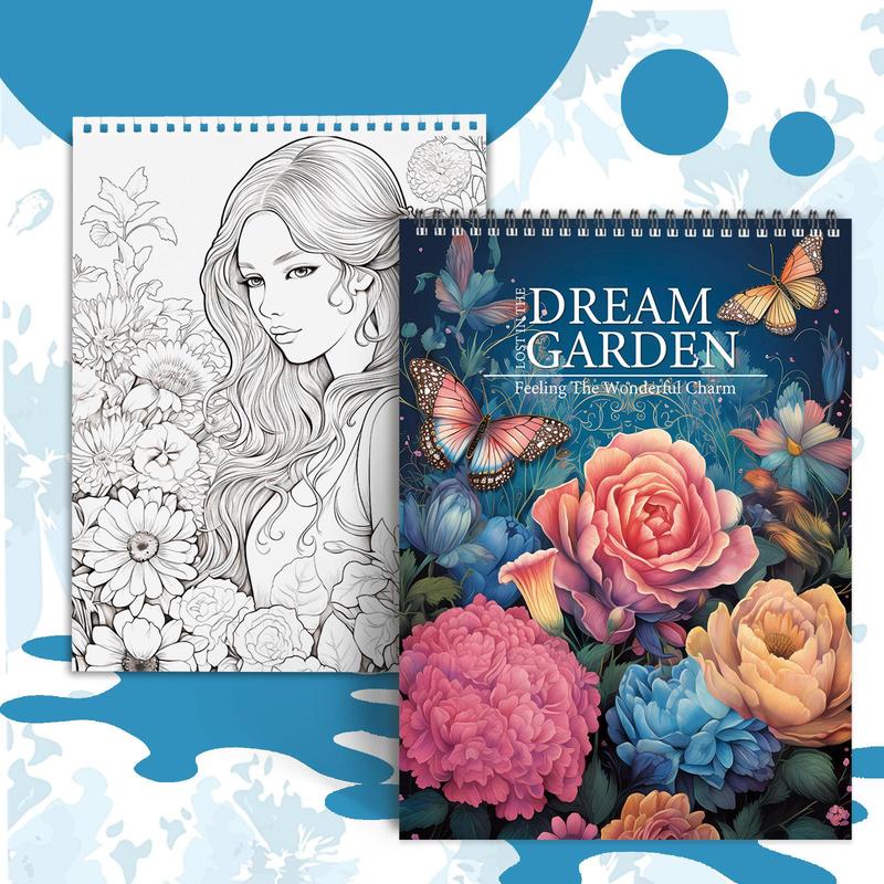 Dream Garden Theme Coloring Painting, Various Floral Patterns Exquisite Flower Blooming Details Design Lifelike, Christmas Perfect Gifts