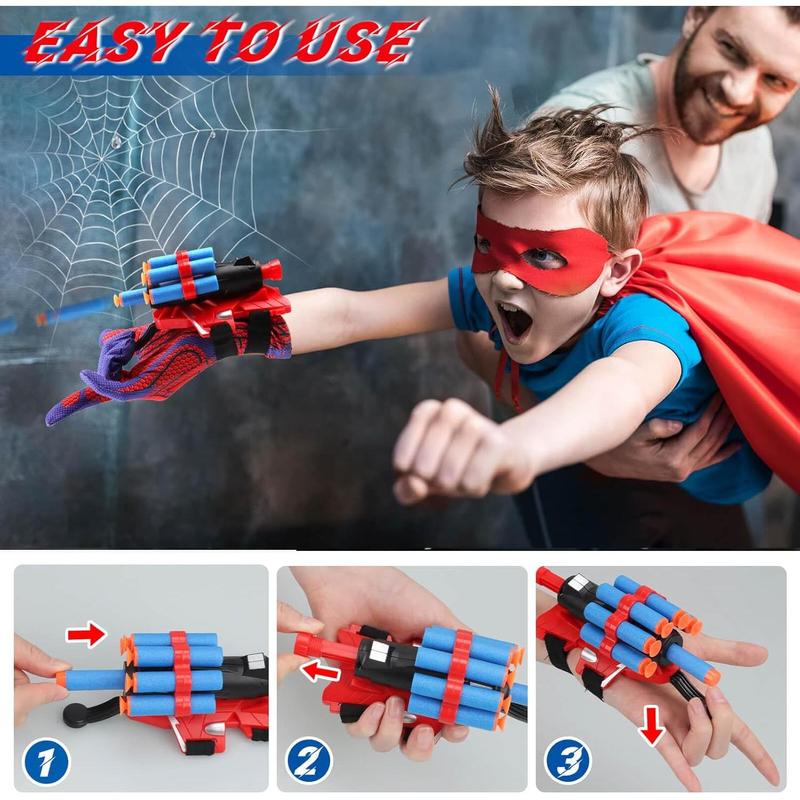 Web Shooters Toy for Kids 2 Pack, Toy for 3 4 5 6 7 8 Year Old Boy, Web Slinger Boy Toys with Spider Glove Launcher, Toys for Boys 4-6, Birthday Gifts for Boys 6-8