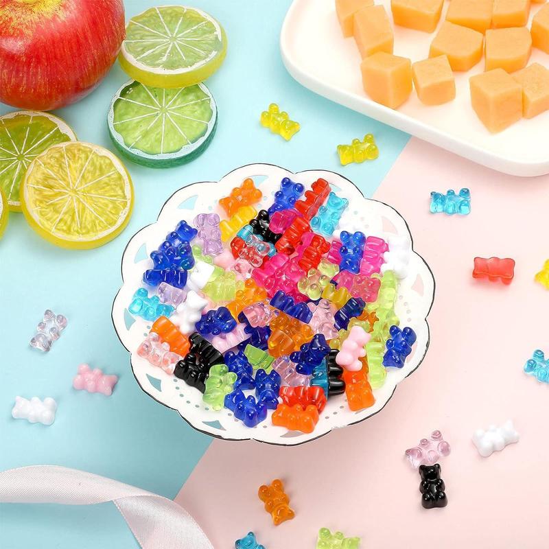 Random Color Bear Shaped Charms, 50pcs Resin Flatbacks Candy Bear Charms for DIY Nail Art, DIY Craft & Jewelry Making Accessories for Scrapbooking Phone Case Manicure