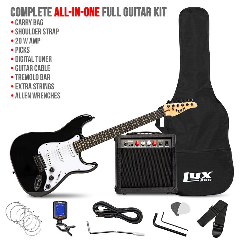 LyxPro CS Series Full Size Electric Guitar Kit with 20W Amplifier and All Accessories To Play Out Of The Box - 39 Inches