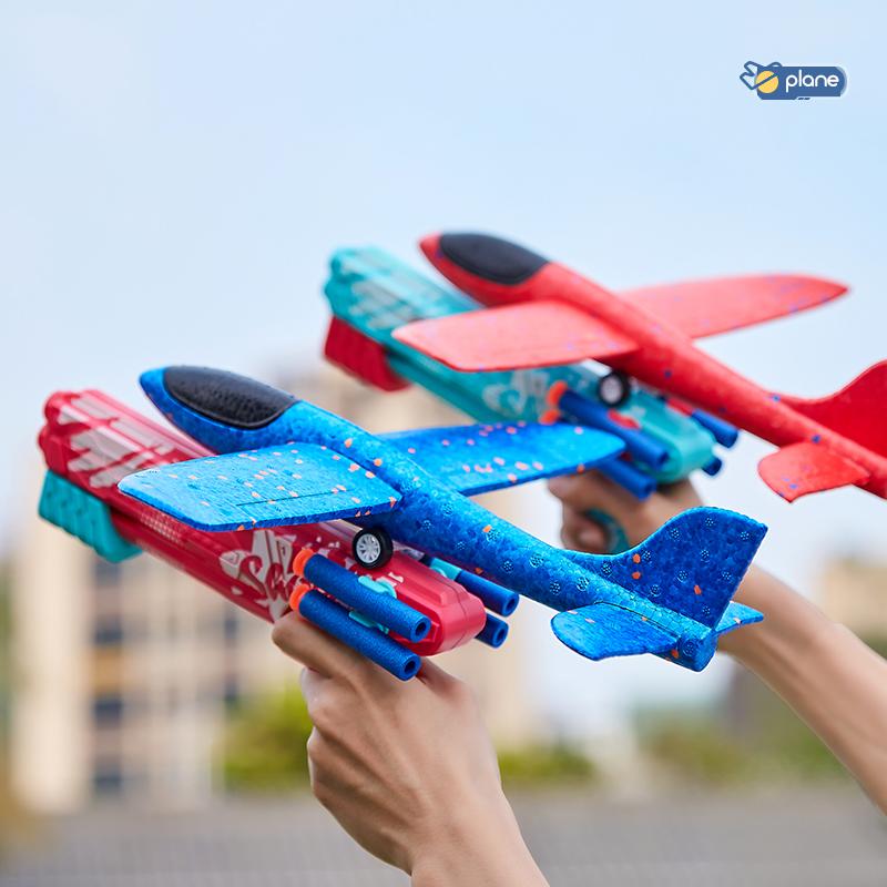 3 Pack Airplane Launcher Toys, LED Foam Glider Catapult Plane Toy for Boys with 2 Flight Modes DIY Stickers Outdoor Sport Flying Toys Birthday Gifts for Girls Boys 4 5 6 7 8 9 10 11 12 Year Old orbball