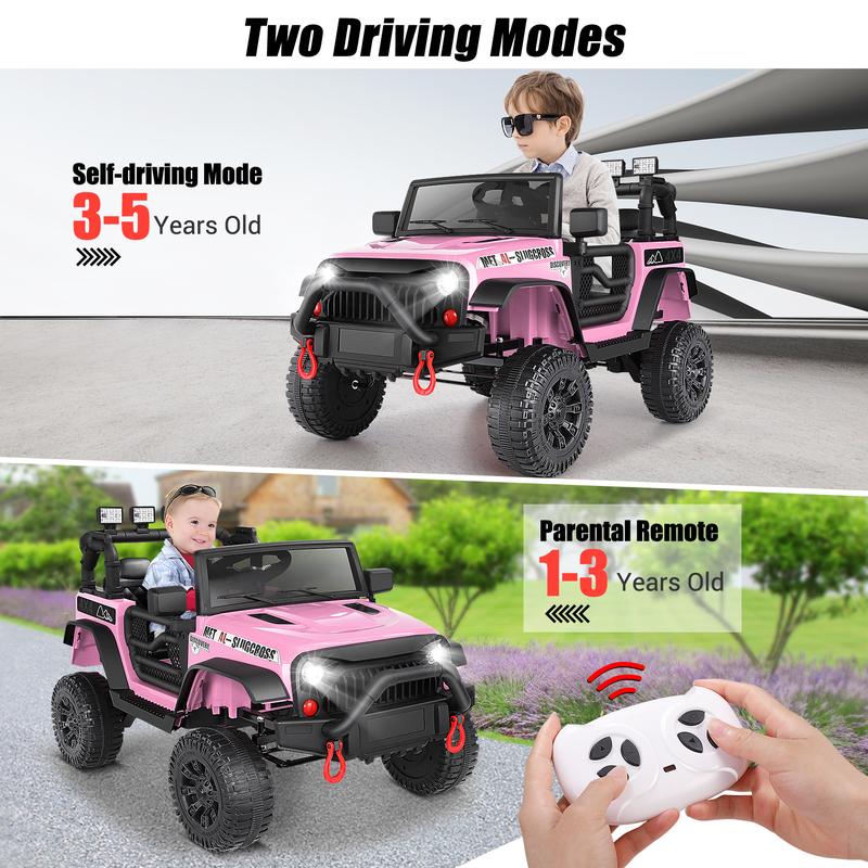 Hikole 12V Kids Ride-ons Toys Car with Parent Remote Control, LED Lights, 3 Speeds, Seat Belt, MP3,2-Point Safety Belt Good Price,30w motors x2