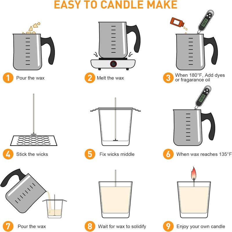 Ohcans Candle Making Kit with Electronic Hot Plate, Candle Making Kit for Adults, DIY Starter Candle Making Supplies, with 900ml Candle Pouring Pot, Stirring Spoon, Wicks Holder, Thermometers