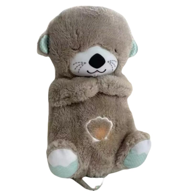 Cute Toy Sleeping Otter Plush Toy Snooze with Breathing Movement and Heartbeat Music