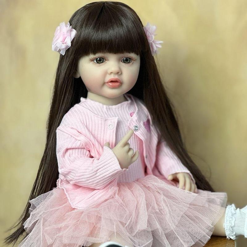 MADOLL 55cm Lifelike Silicone Princess Doll, 22in Newborn Soft Art Toy, Christmas Gift for Girls