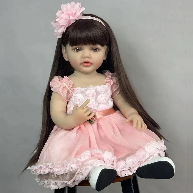 MADOLL 55cm Lifelike Silicone Princess Doll, 22in Newborn Soft Art Toy, Christmas Gift for Girls