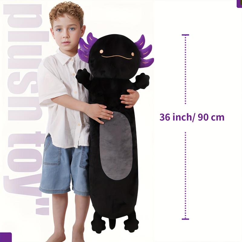 20inch Cute Salamander Stuffed Animal Plush Toy, Huge Body Salamanders Pillows Mysterious Black Large Axolotl Pillow, Birthday Gift for Boys and Girls Halloween