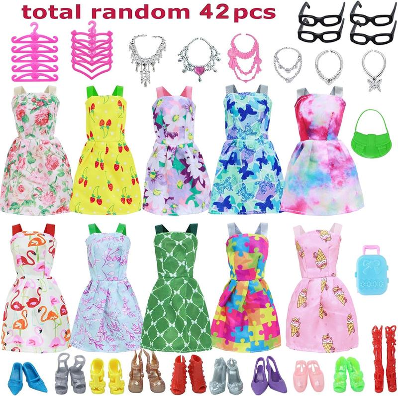 Christmas gift 42 Pcs Doll Clothes and Accessories Set (11.5 Inch Dolls) - Includes Fashion Dresses, Shoes, Necklaces, Handbags, Hangers & More