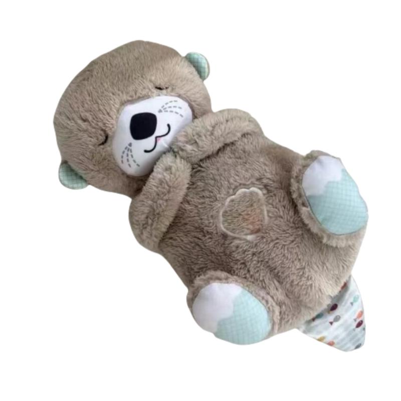 Cute Toy Sleeping Otter Plush Toy Snooze with Breathing Movement and Heartbeat Music