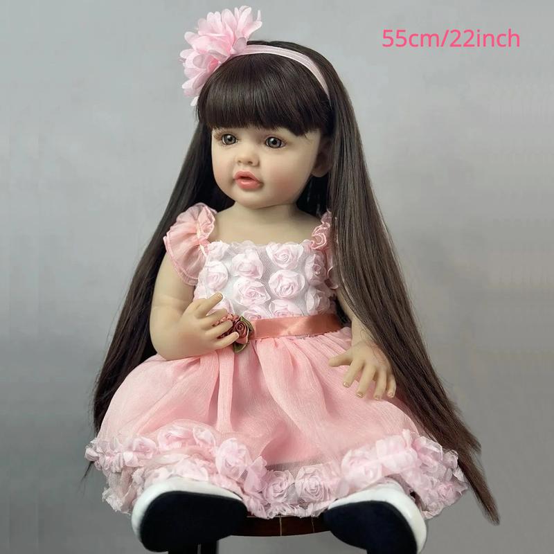 MADOLL 55cm Lifelike Silicone Princess Doll, 22in Newborn Soft Art Toy, Christmas Gift for Girls