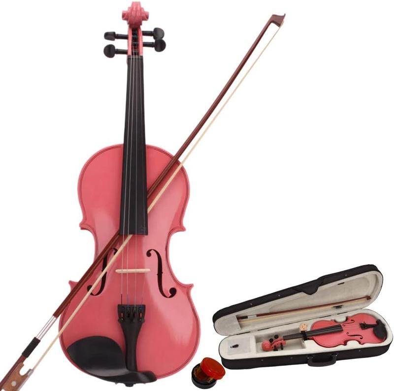 Ktaxon Pink Violin for Beginners Students, Acoustic Violin 1 4, Full Size Violin, Violin Kit with Case, Bow, Rosin, Child Fiddle, Learners Age 11+