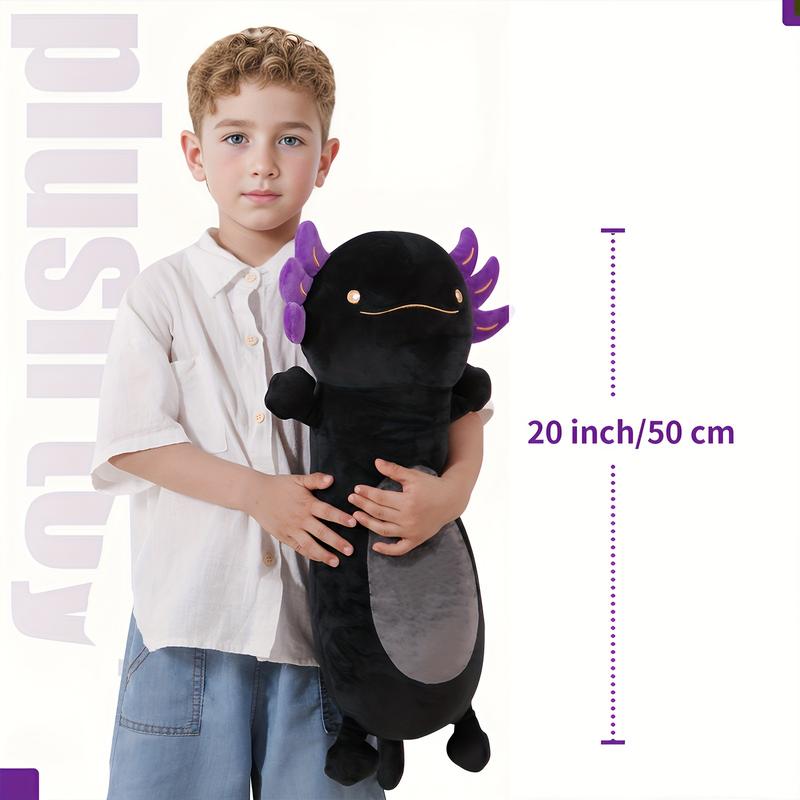 20inch Cute Salamander Stuffed Animal Plush Toy, Huge Body Salamanders Pillows Mysterious Black Large Axolotl Pillow, Birthday Gift for Boys and Girls Halloween