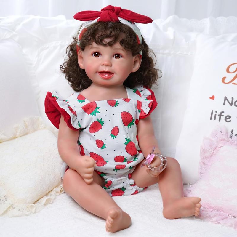 Reborn Baby Doll Clothes For 20- 22 Inch Baby Doll Strawberry Clothes Outfits With Pacifier Newborn Girl