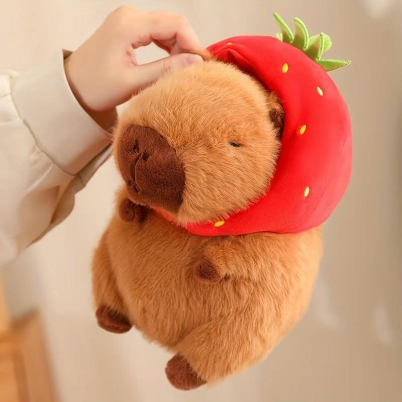 Strawberry capybara plush toys, summer gifts, cute capybara, creative birthday and holiday choices, room decorations, Thanksgiving, Christmas