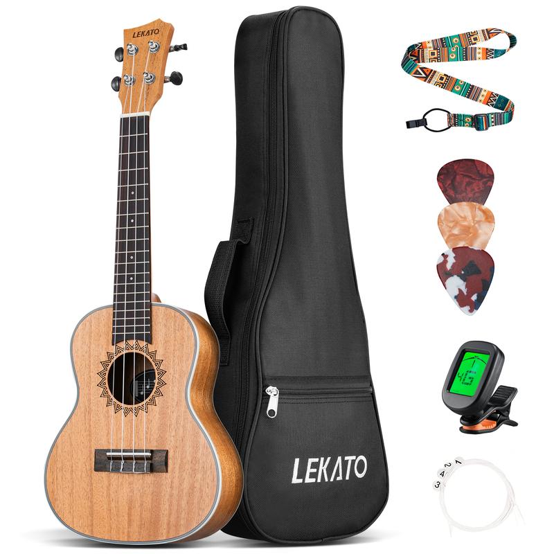 LEKATO 23 inch Ukulele Kit, Concert Mahogany, Ukelele Bundle for Beginners Adults Professional, Nylon String Wooden Hawaiian Starter Uke Kit, Music Lovers Boys Girls Friends Gift