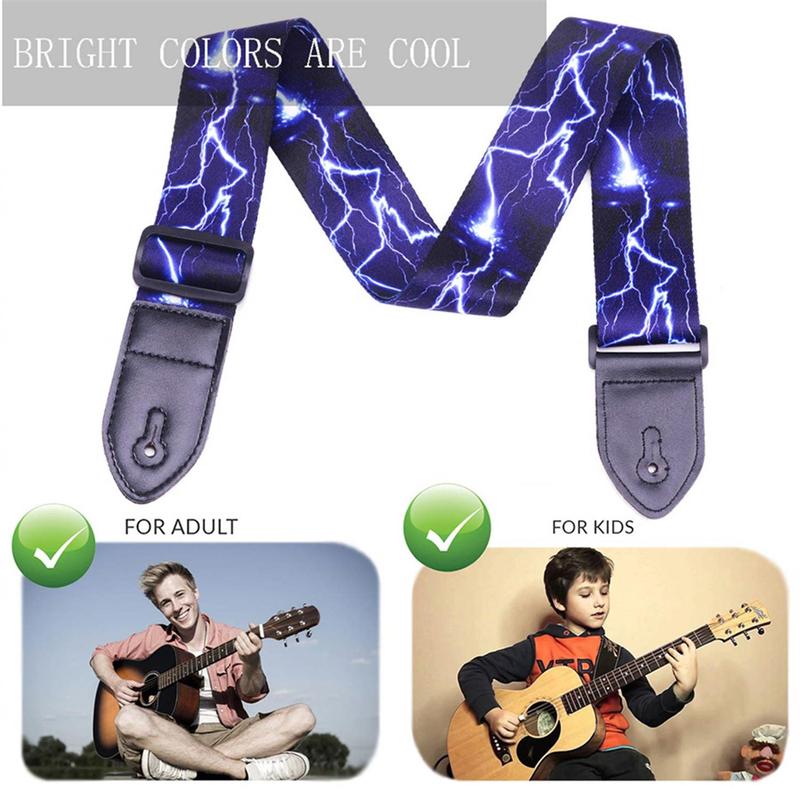 Guitar Backpack, 10pcs Lightning Pattern Guitar Strap, Electric & Acoustic Guitar Accessories, Music Accessories for Guitar Player