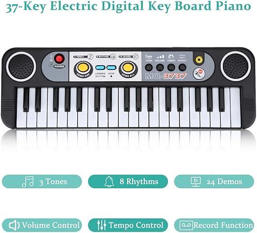 37-Key Electric Piano Keyboard Portable Indoor Outdoor Playing Digital Key Board Piano Musical Instruments Kids Toy with Microphone, Musical Instruments Toy, Birthday Gift for Kids