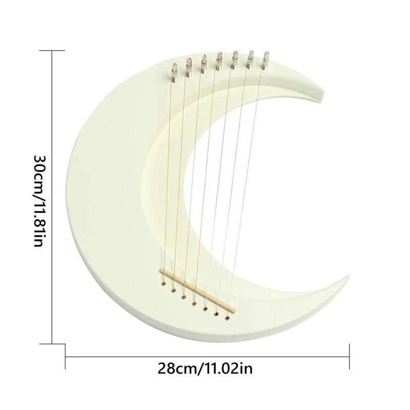 Wooden 7 String Harp, Portable Moon Shaped Lyre Harp with Tuning Wrench, Musical Instrument for Adults & Teens, Music Accessories