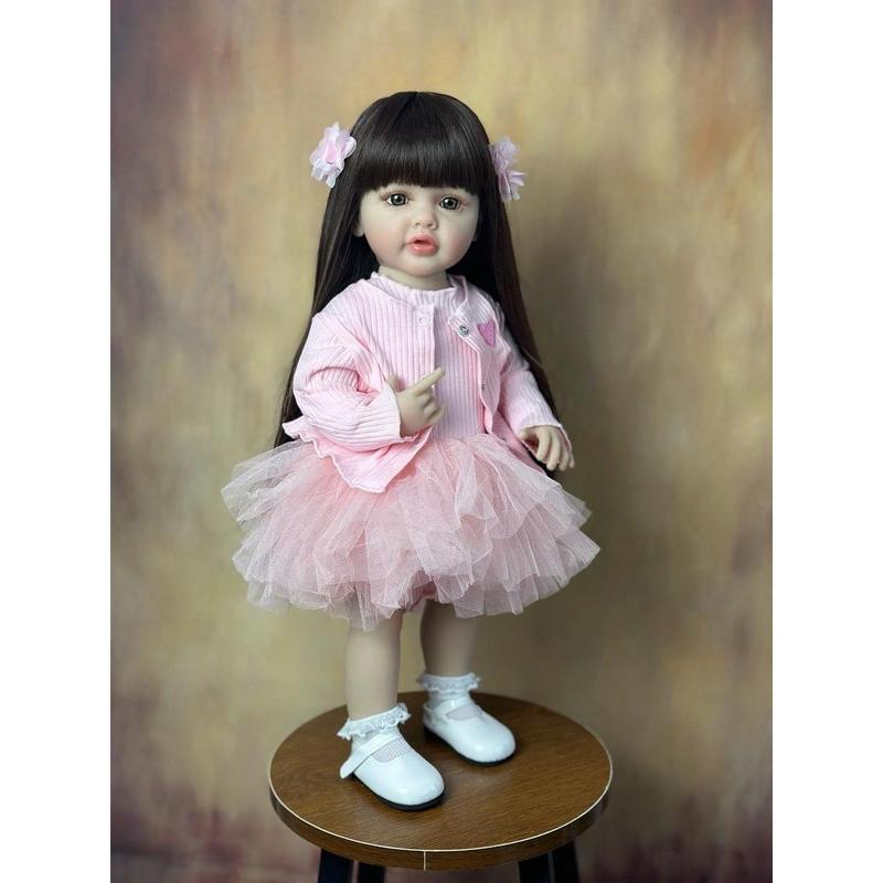 MADOLL 55cm Lifelike Silicone Princess Doll, 22in Newborn Soft Art Toy, Christmas Gift for Girls