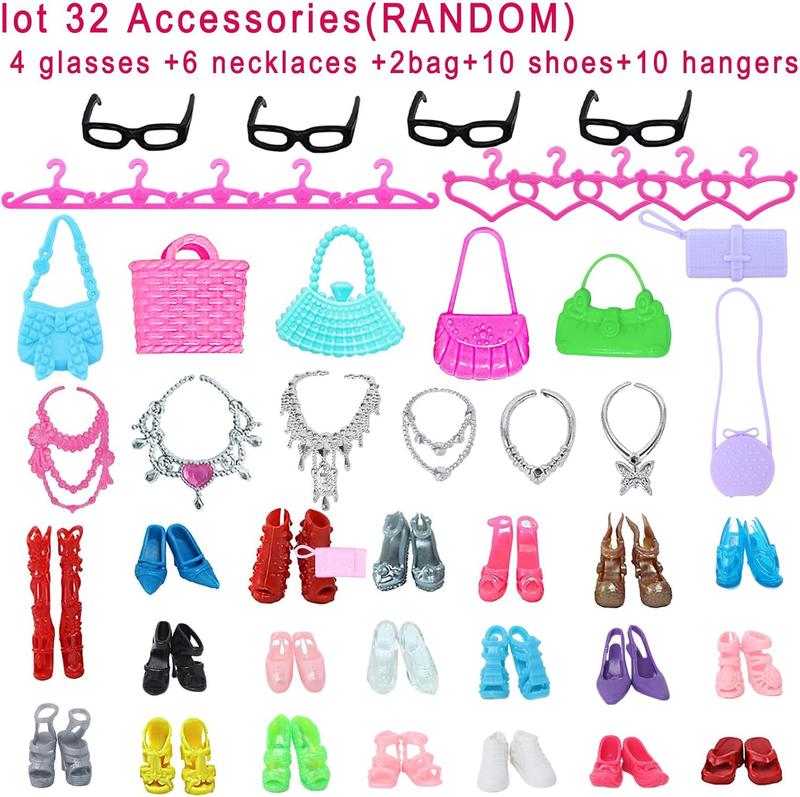 Christmas gift 42 Pcs Doll Clothes and Accessories Set (11.5 Inch Dolls) - Includes Fashion Dresses, Shoes, Necklaces, Handbags, Hangers & More