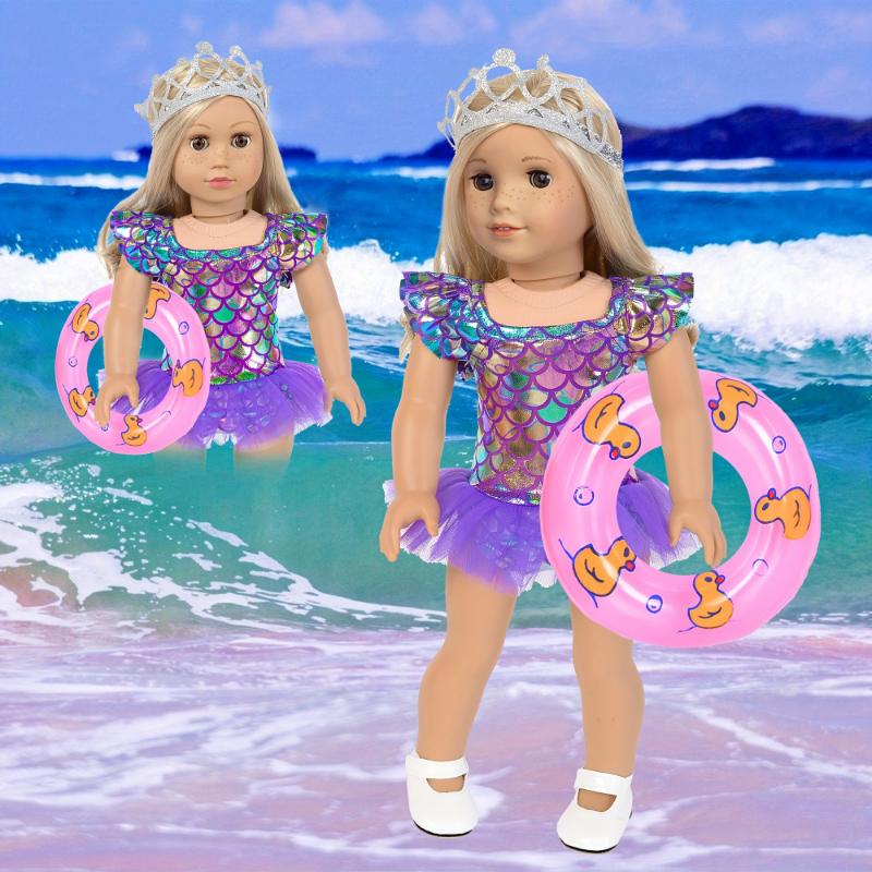 25pcs American 18 In Girl Doll Clothes And Accessories Travel Case Luggage School Play Set With Pillow Camera Sunglasses No Doll