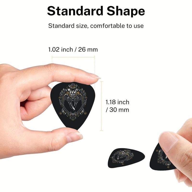 Punk Style Guitar Pick Set, 6 Counts set Double Sided Printed Guitar Pick with PU Storage Bag, Professional Music Accessories for Guitar & Bass