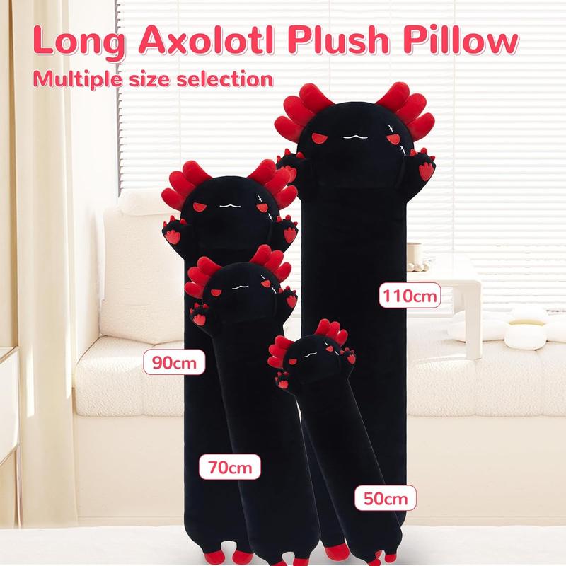 SNOWOLF 19.7“ 27.5” 35.4“ 43.3”Long Axolotl Stuffed Animals Soft Long Axolotl Plush Pillow Cute Axolotl Plush Body Pillow Gifts for Kids Girlfriend Christmas Valentine's Day