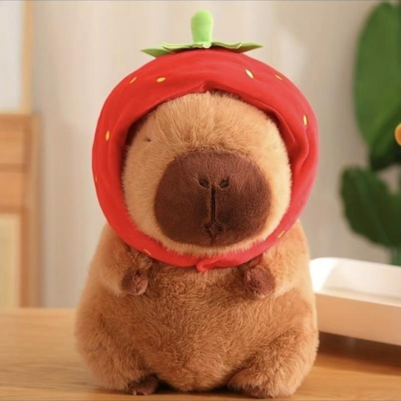 Strawberry capybara plush toys, summer gifts, cute capybara, creative birthday and holiday choices, room decorations, Thanksgiving, Christmas