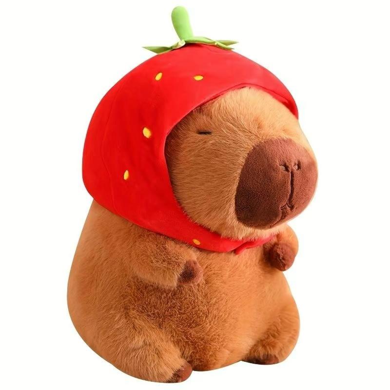 Strawberry capybara plush toys, summer gifts, cute capybara, creative birthday and holiday choices, room decorations, Thanksgiving, Christmas