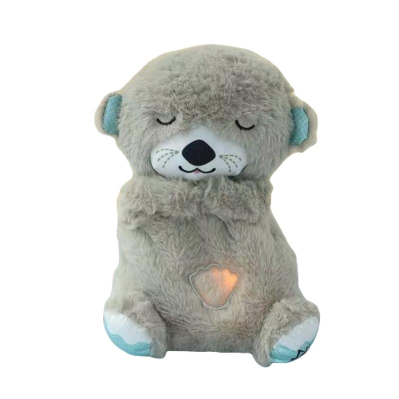 Cute Toy Sleeping Otter Plush Toy Snooze with Breathing Movement and Heartbeat Music