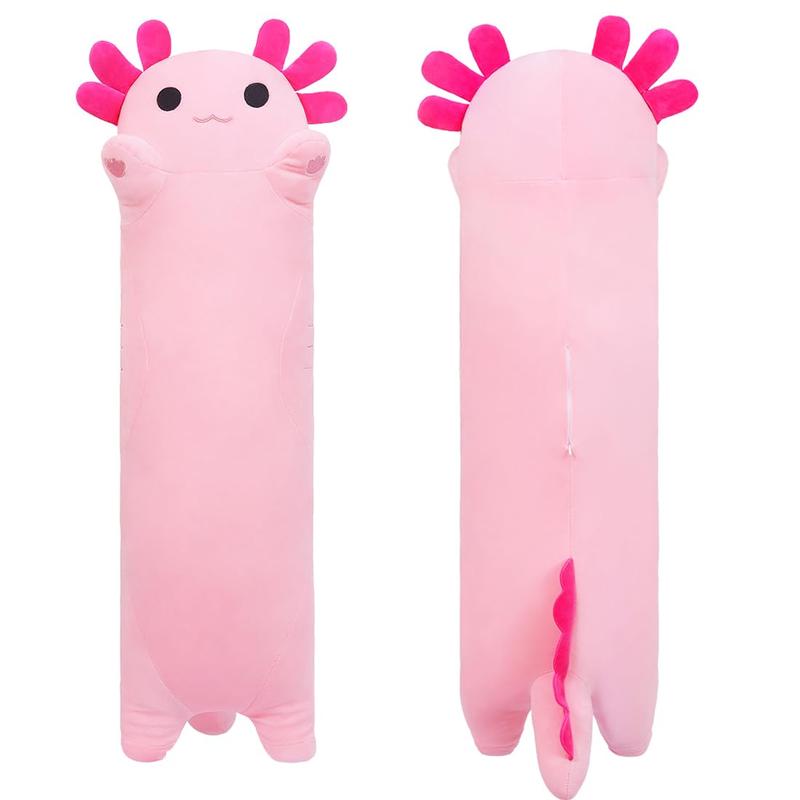 SNOWOLF 19.7“ 27.5” 35.4“ 43.3”Long Axolotl Stuffed Animals Soft Long Axolotl Plush Pillow Cute Axolotl Plush Body Pillow Gifts for Kids Girlfriend Christmas Valentine's Day