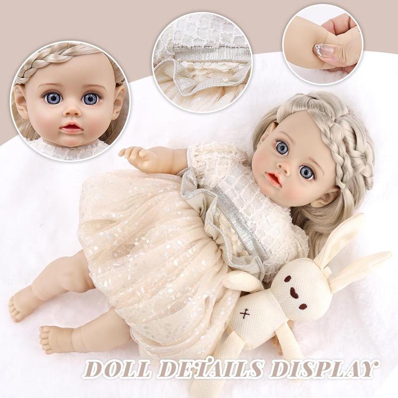 14 Inch Realistic Doll, 1 Set Cute Soft Doll Toy with Clothes & Hair Accessories, Creative Birthday Gifts for Age 3+