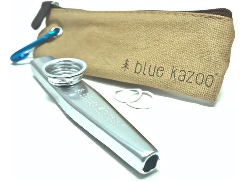 The Original Blue Kazoo - Aluminum Musical Instrument - Ultralight Backpacking Kazoo - Includes Canvas Bag & Carabiner - Easy to Carry - Kazoos For Kids & Adults