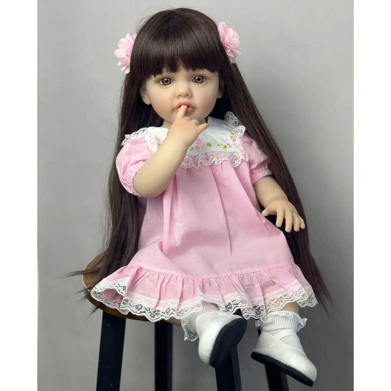 MADOLL 55cm Lifelike Silicone Princess Doll, 22in Newborn Soft Art Toy, Christmas Gift for Girls