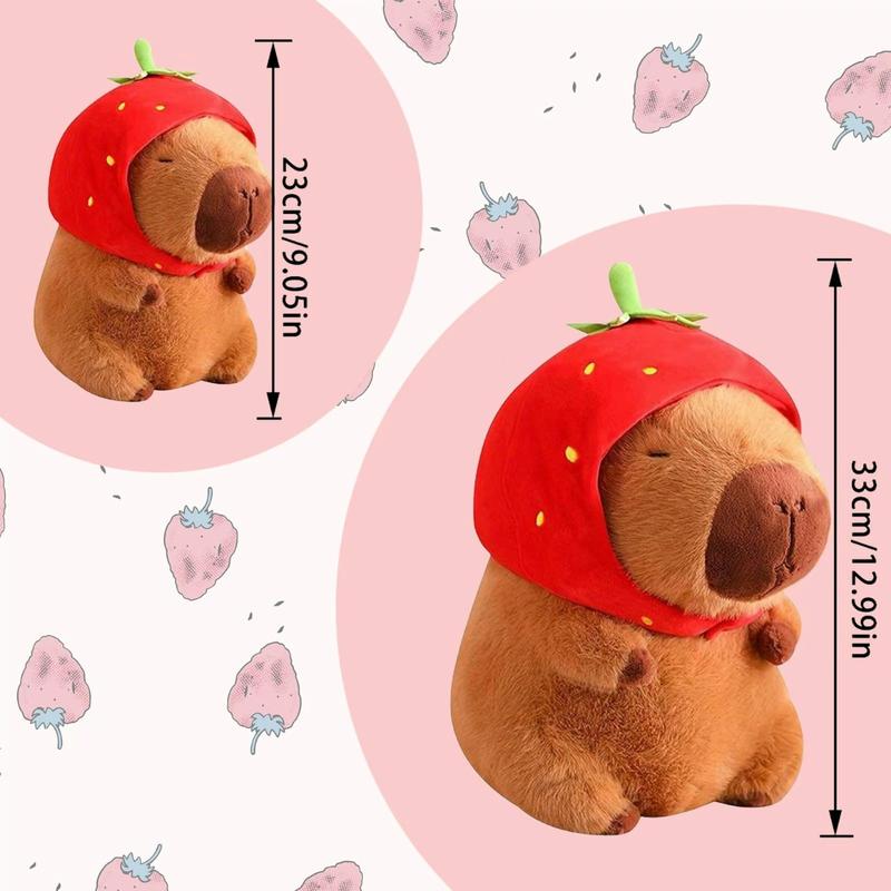 Strawberry capybara plush toys, summer gifts, cute capybara, creative birthday and holiday choices, room decorations, Thanksgiving, Christmas