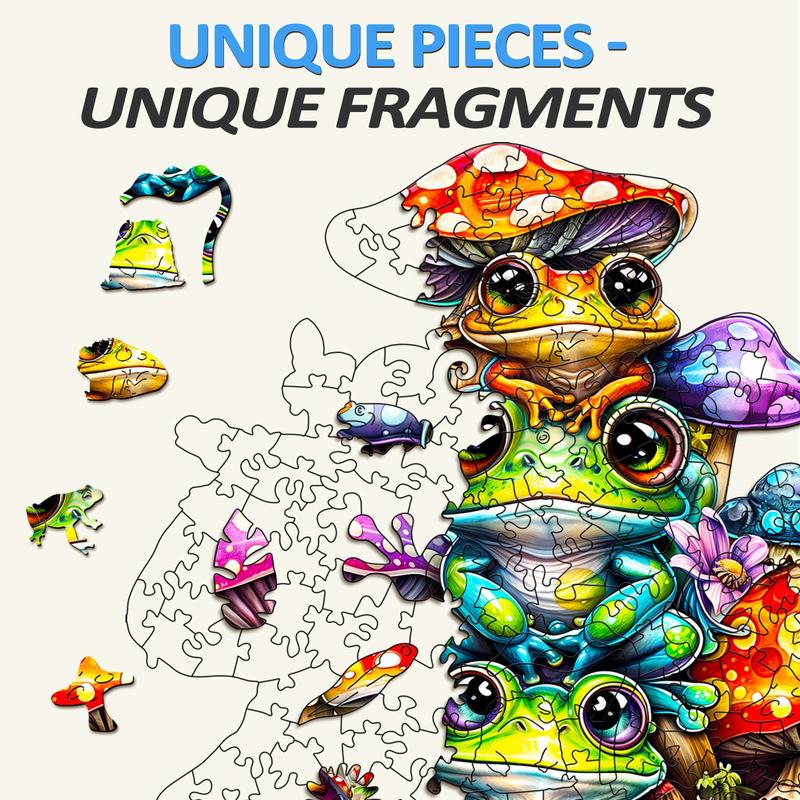 Frog Family Wooden Jigsaw Puzzle - Educational Toy for Kids and Adults