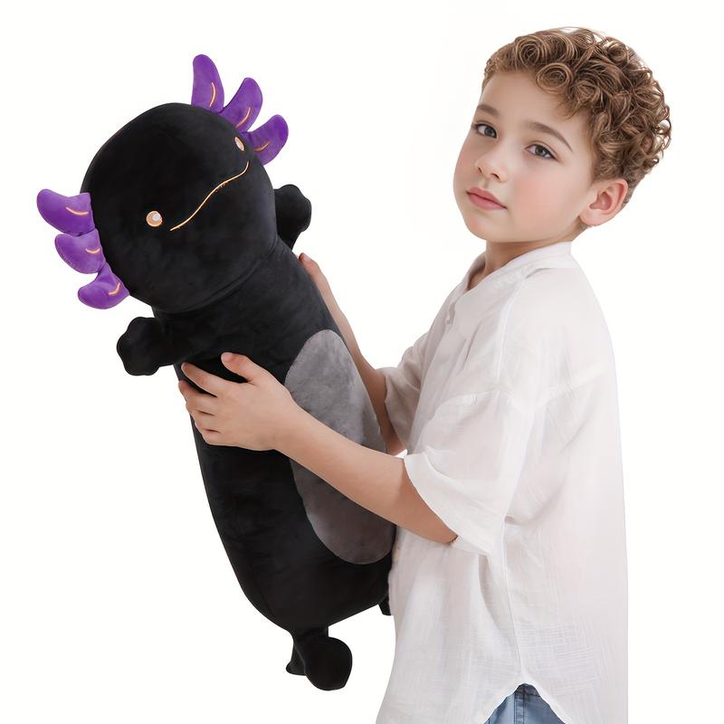 20inch Cute Salamander Stuffed Animal Plush Toy, Huge Body Salamanders Pillows Mysterious Black Large Axolotl Pillow, Birthday Gift for Boys and Girls Halloween