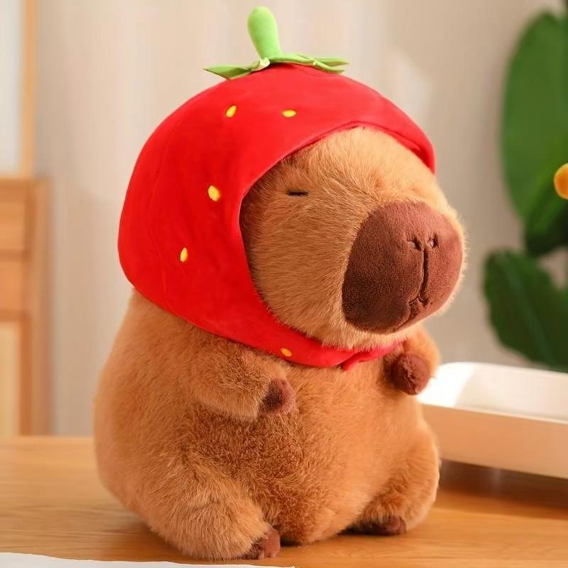 Strawberry capybara plush toys, summer gifts, cute capybara, creative birthday and holiday choices, room decorations, Thanksgiving, Christmas