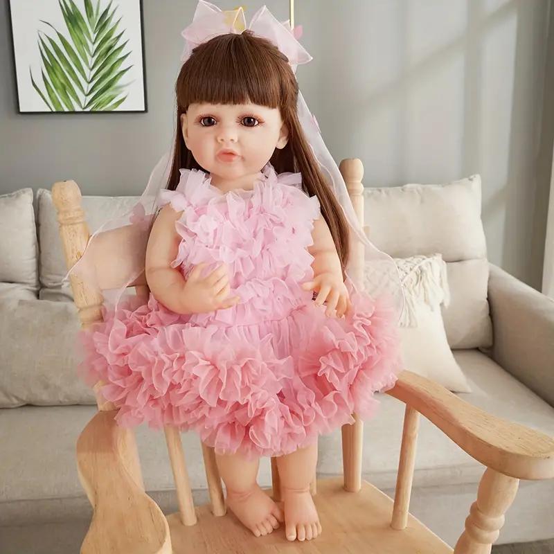 MADOLL 55cm Lifelike Silicone Princess Doll, 22in Newborn Soft Art Toy, Christmas Gift for Girls