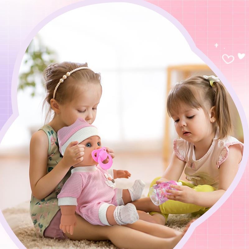 Nice2you 12in Baby Doll for Toddlers 1-3, First Baby Doll Set with Accessories, Pacifier, Feeding Bottle, Blanket for 2 Year old Girl，Pink doll