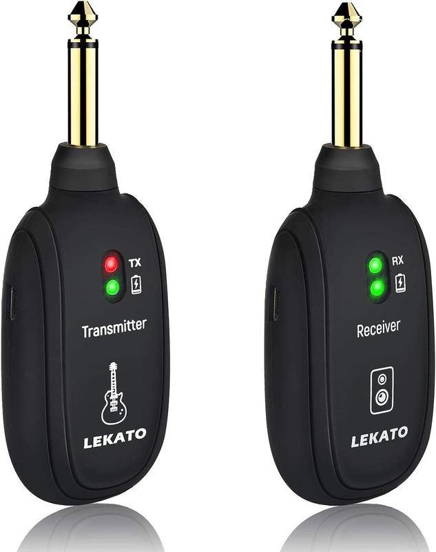 LEKATO A8 Wireless Guitar System, with 4 Channels, Built-in Rechargeable Wireless Guitar Transmitter Receiver, for Electric Guitar Bass Violin, for Music Lovers Boys Girls Friends Gift