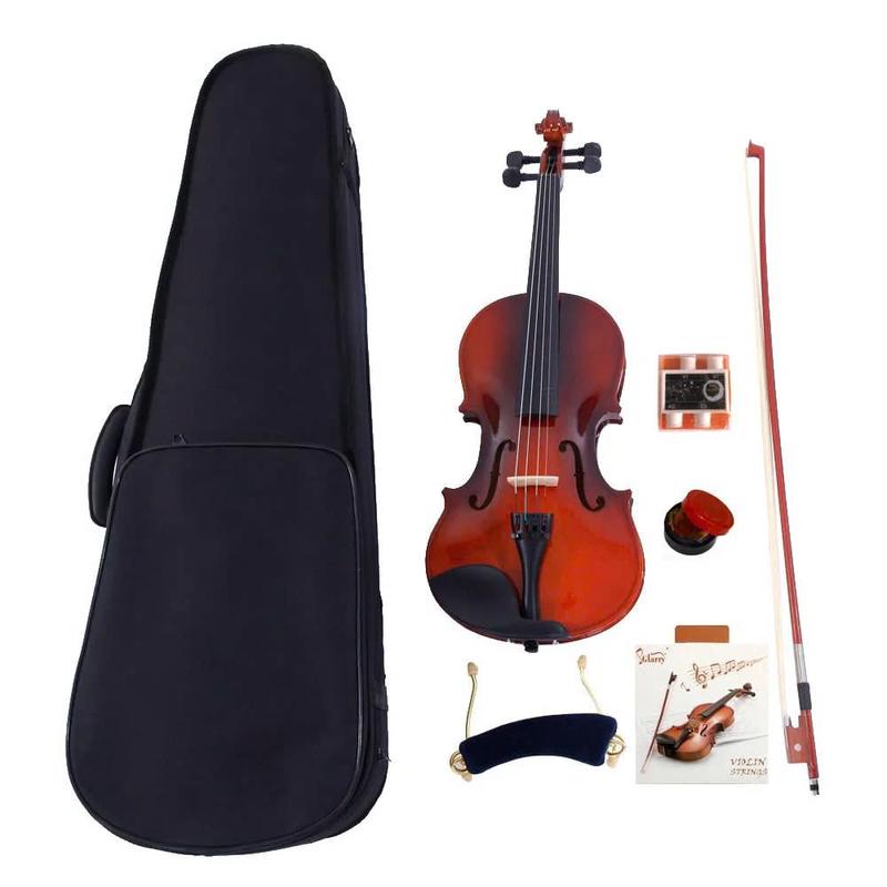 1 2 Student Beginner Acoustic Violin w  Case Bow Rosin Strings Tuner Shoulder Rest - SUNSET INSTRUMENTS