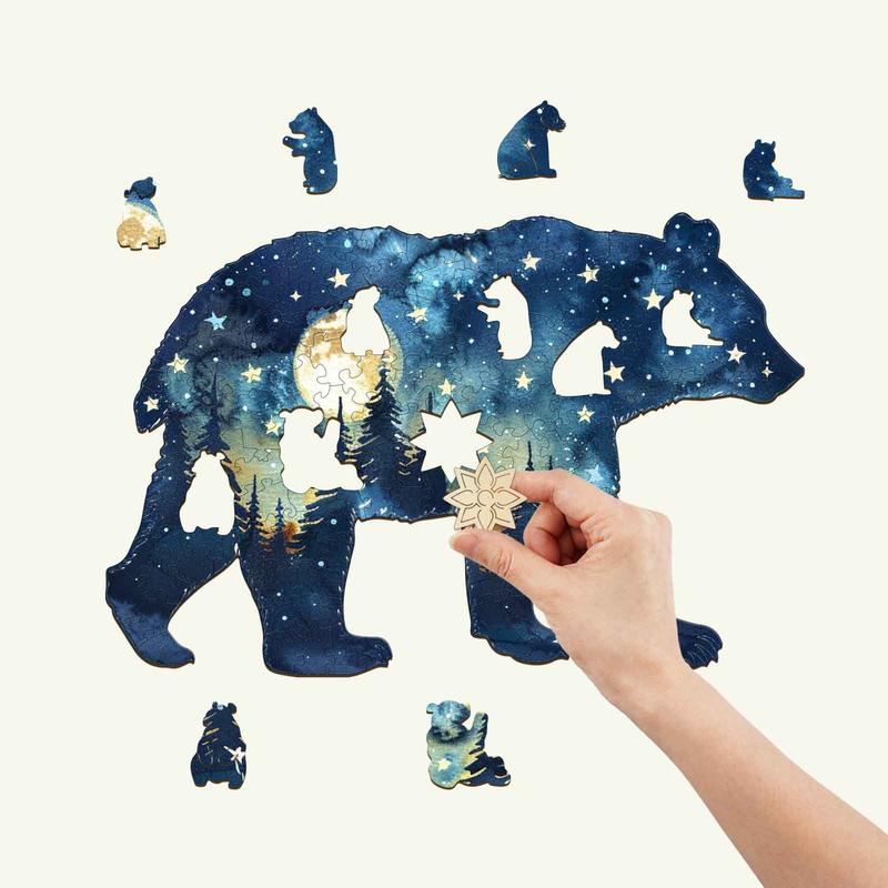 Astral Bear Wooden Jigsaw Puzzle - Perfect for Kids and Adults